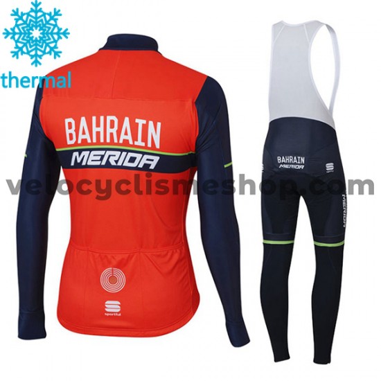 Tenue Maillot M/L + Collant à Bretelles 2017 Bahrain Merida Femmes Hiver Thermal Fleece M001