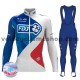 Tenue Maillot M/L + Collant à Bretelles 2017 FDJ Femmes Hiver Thermal Fleece M001