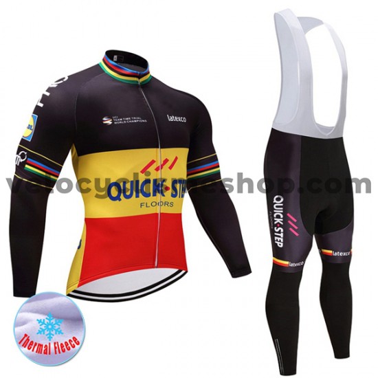 Tenue Maillot M/L + Collant à Bretelles 2017 Quick-Step Floors Femmes Hiver Thermal Fleece M002