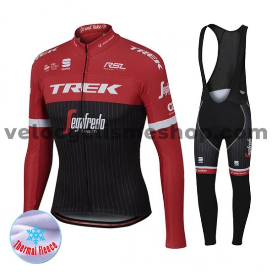 Tenue Maillot M/L + Collant à Bretelles 2017 Trek-Segafredo Femmes Hiver Thermal Fleece M001