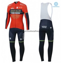 Tenue Maillot M/L + Collant à Bretelles 2018 Bahrain Merida Femmes Hiver Thermal Fleece M001