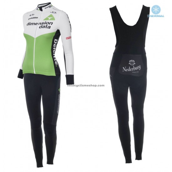Tenue Maillot M/L + Collant à Bretelles 2018 Dimension Data Femmes Hiver Thermal Fleece M001