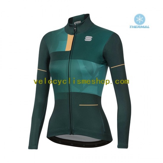 Maillot Cyclisme Hiver Thermal Fleece 2021 Sportful Leaf Femmes N002
