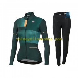 Tenue Maillot M/L + Collant Long Hiver Thermal Fleece 2021 Sportful Leaf Femmes N002