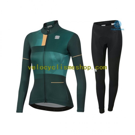 Tenue Maillot M/L + Collant Long Hiver Thermal Fleece 2021 Sportful Leaf Femmes N002