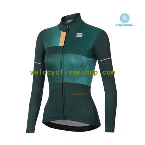 Tenue Maillot M/L + Collant Long Hiver Thermal Fleece 2021 Sportful Leaf Femmes N002