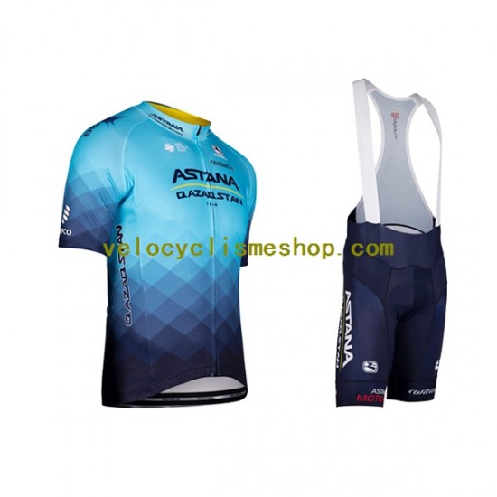 Tenue Maillot + Cuissard à Bretelles 2022 Astana Qazaqstan Team Hommes N001