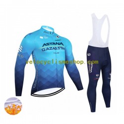 Tenue Maillot M/L + Collant à Bretelles Hiver Thermal Fleece 2022 Astana Qazaqstan Team Hommes N001