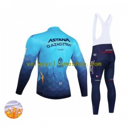 Tenue Maillot M/L + Collant à Bretelles Hiver Thermal Fleece 2022 Astana Qazaqstan Team Hommes N001