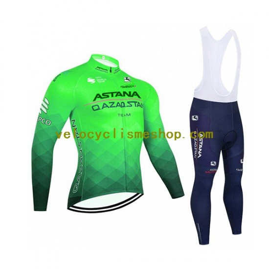 Tenue Maillot M/L + Collant à Bretelles 2022 Astana Qazaqstan Team Hommes N003
