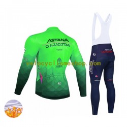 Tenue Maillot M/L + Collant à Bretelles Hiver Thermal Fleece 2022 Astana Qazaqstan Team Hommes N003