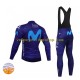 Tenue Maillot M/L + Collant à Bretelles Hiver Thermal Fleece 2022 Movistar Team Hommes N002