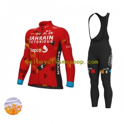Tenue Maillot M/L + Collant à Bretelles Hiver Thermal Fleece 2022 Team Bahrain Victorious Hommes N001