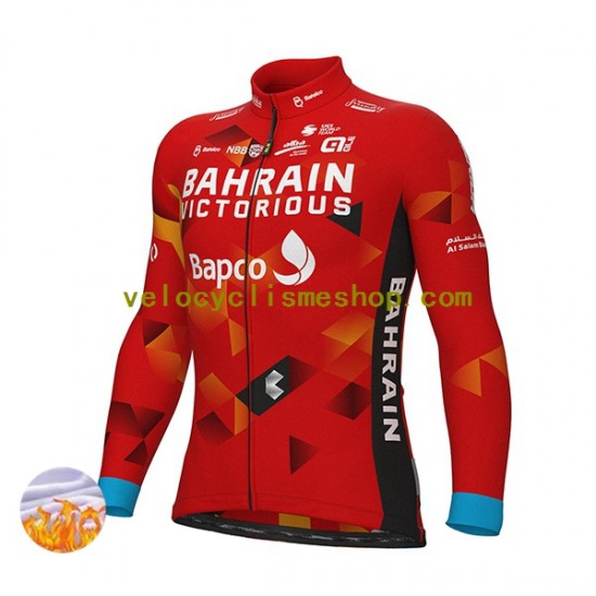 Maillot Cyclisme Hiver Thermal Fleece 2022 Team Bahrain Victorious Hommes N001