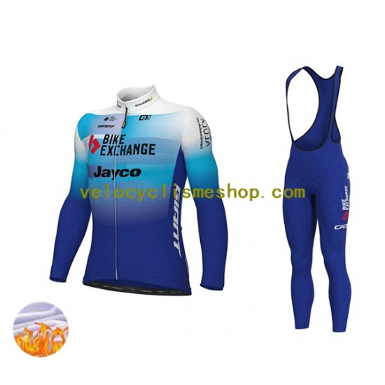 Tenue Maillot M/L + Collant à Bretelles Hiver Thermal Fleece 2022 Team BikeExchange-Jayco Hommes N001