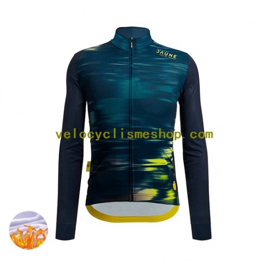 Maillot Cyclisme Hiver Thermal Fleece 2022 Tour de France JAUNE Hommes N001