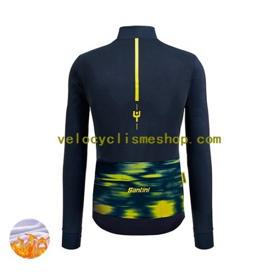 Maillot Cyclisme Hiver Thermal Fleece 2022 Tour de France JAUNE Hommes N001