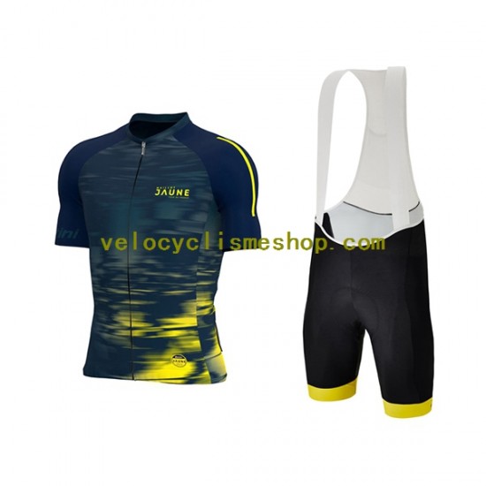 Tenue Maillot + Cuissard à Bretelles 2022 Tour de France JAUNE Hommes N002
